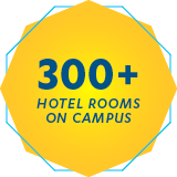 300+ hotel rooms on campus