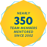 Nearly 350 team members mentored since 2002